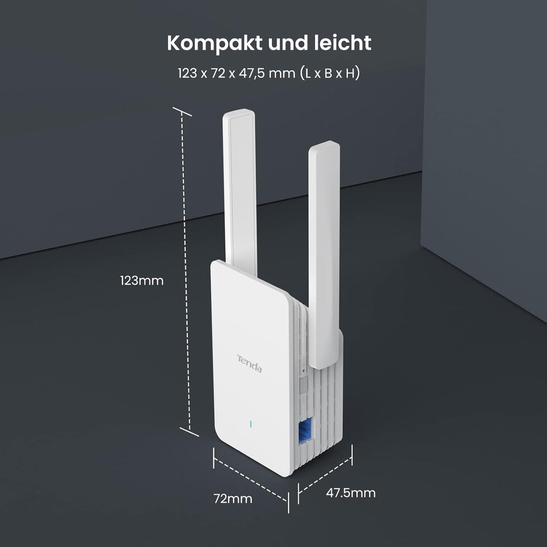 Tenda A33 WiFi 6 Repeater WLAN Verstärker (AX3000 Dualband 5GHz:2402Mbps+2,4GHz:574Mbps), 2*5dBi Ant