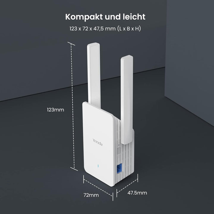 Tenda A33 WiFi 6 Repeater WLAN Verstärker (AX3000 Dualband 5GHz:2402Mbps+2,4GHz:574Mbps), 2*5dBi Ant