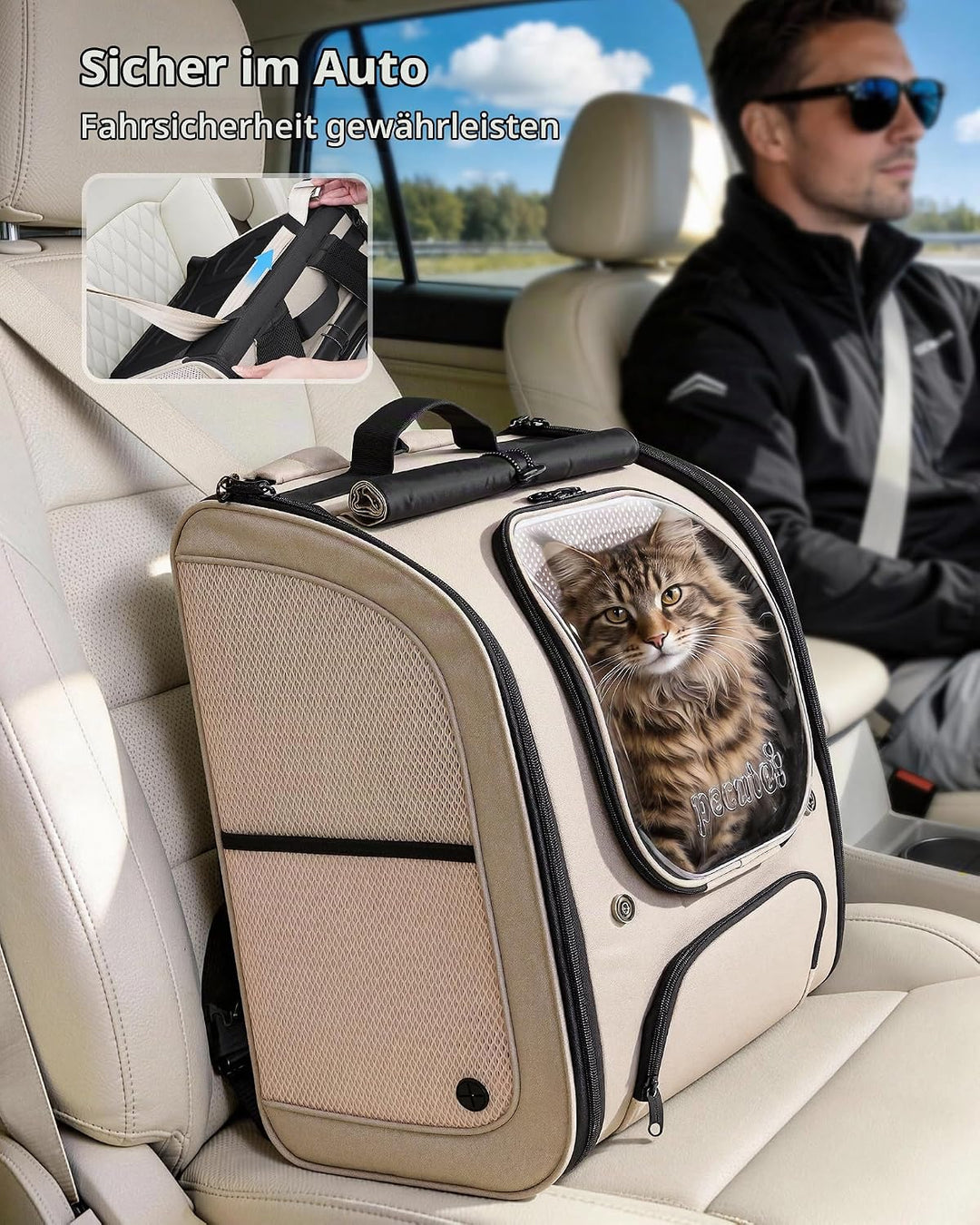 pecute Katzenrucksack Bubble Haustier Rucksack mit Netzfenster, Tragbare und Faltbare Katzentasche,