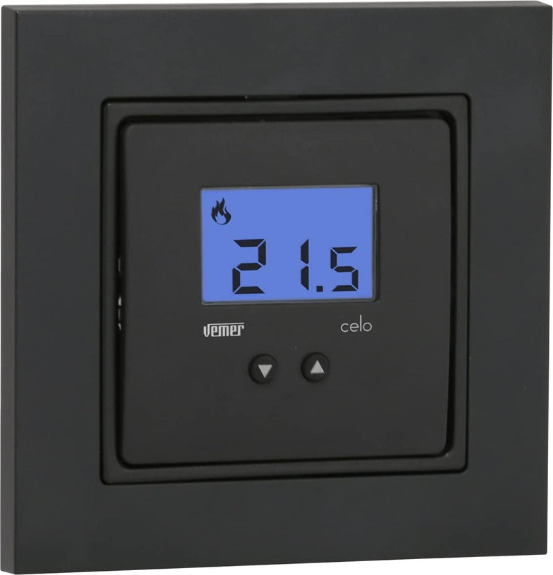 VEMER VE780301 CELO LCD INT - Heizungsthermostat Digital mit 2 Tasten, Raumthermostat für Fussbodenh