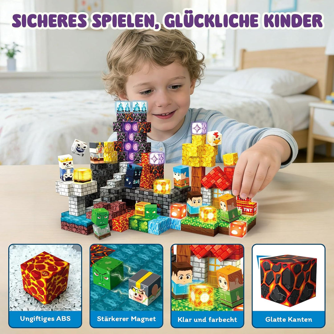 Magnetische Bausteine 220 PCS 2CM Magnetbausteine für Kinder ab 3 Jahre Blocks, Montessori Spielzeug