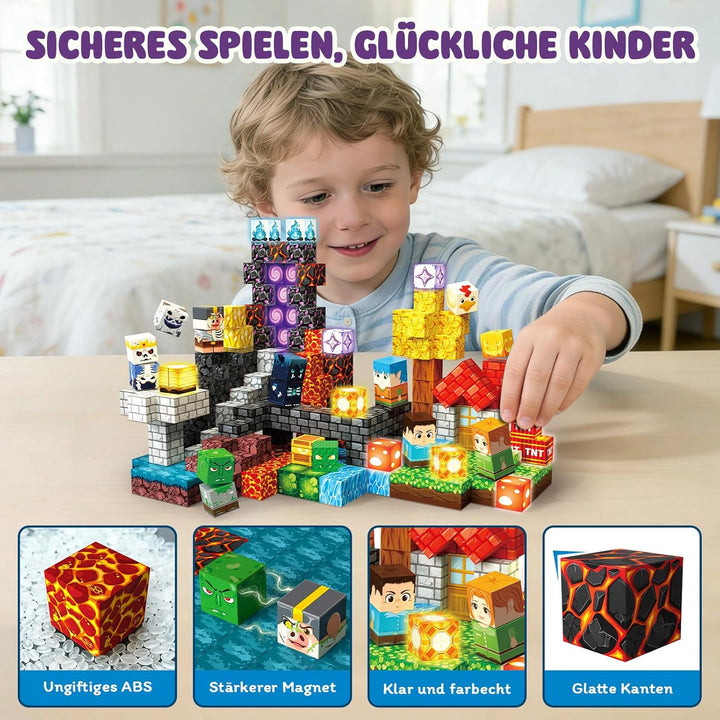 Magnetische Bausteine 220 PCS 2CM Magnetbausteine für Kinder ab 3 Jahre Blocks, Montessori Spielzeug