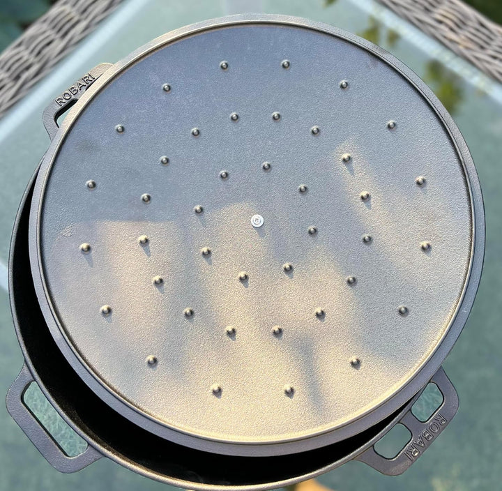Gusseisen Kasan 12 L mit Deckel Schaumlöffel WOK KAZAN Campingtopf Gulaschkessel