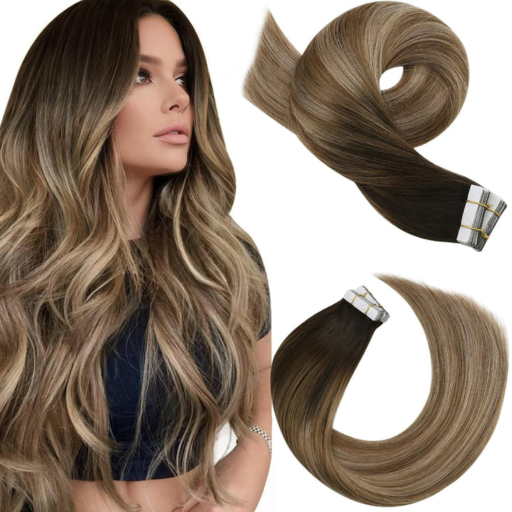 Moresoo Tape in Extensions Echthaar Remy Seamless Extensions Echthaar Tape Klebestreifen Extensions