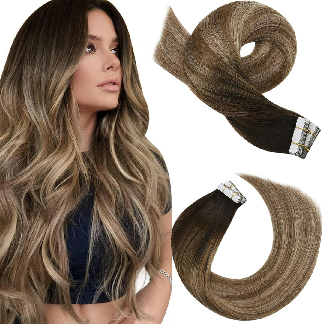 Moresoo Tape in Extensions Echthaar Remy Seamless Extensions Echthaar Tape Klebestreifen Extensions