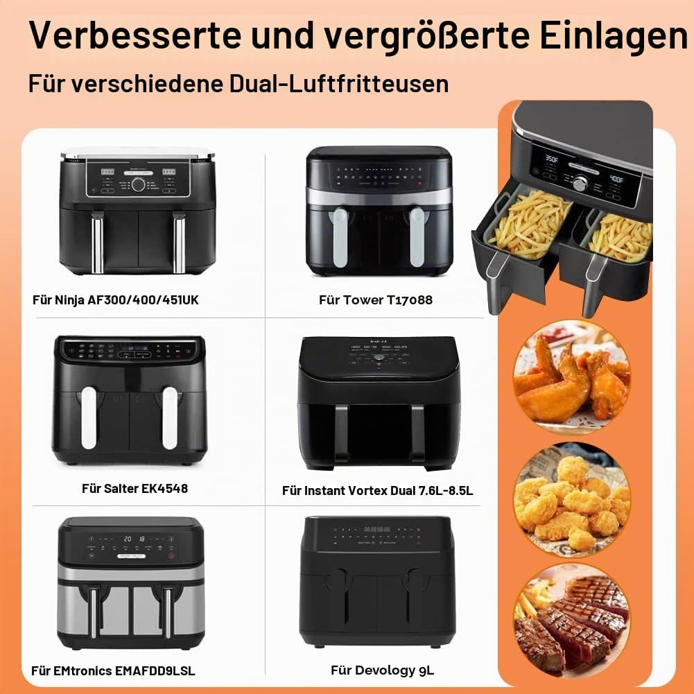 YQL Backpapier für Heissluftfritteuse, 150 Stück Airfryer Backpapier für Ninja AF300EU/ AF400EU/ AF4
