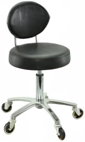 Premium Rollhocker mit ovaler Lehne höhenverstellbar von 50 bis 65 cm - Rundsitz- Drehhocker Arbeits