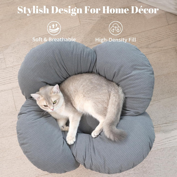 CheerPals Erhöhtes Katzenbett Blumenform, 55cm L&W Grosses Katzensofa, Stilvoll Katzenstuhl mit Hoch