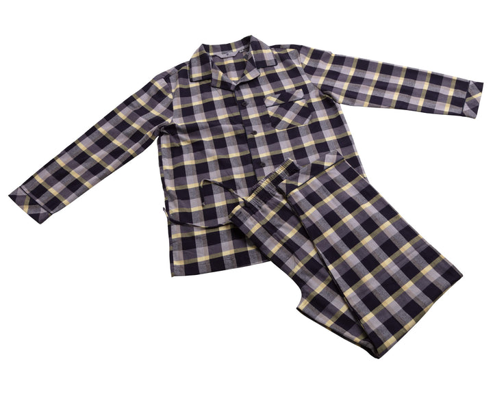 Revise RE-911 Schlafanzug für Herren - Lang - Flannel 100% Baumwolle - Pyjama - XXL Grau /Gelb 1051,