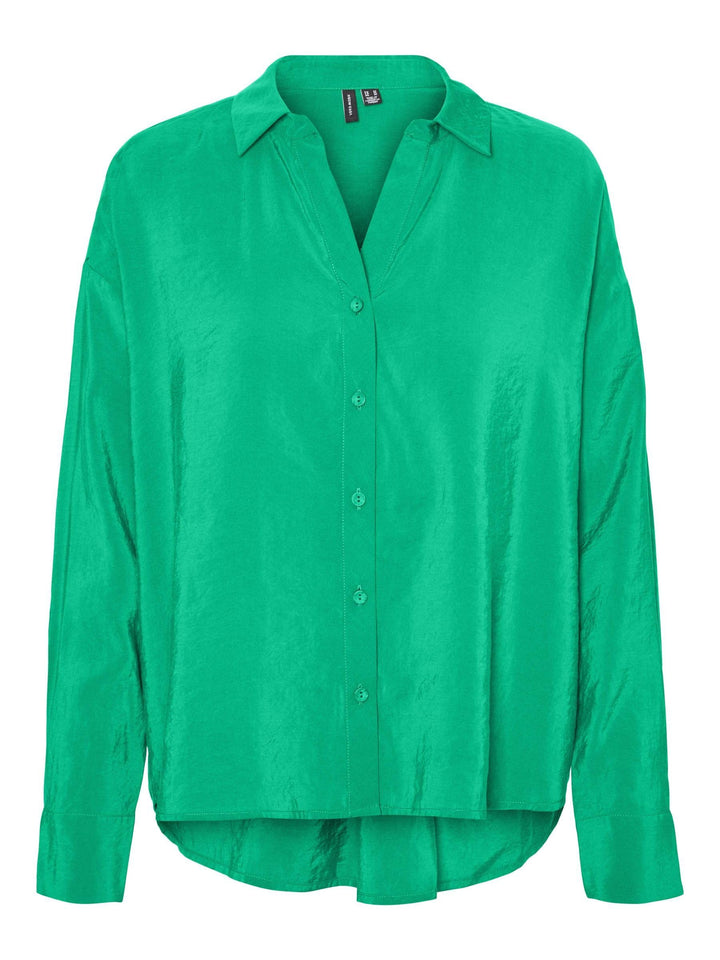 VERO Moda Damen Vmqueeny Ls Oversize Shirt WVN Ga Noos Langarmshirt M Bright Green, M Bright Green