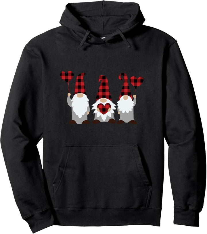 Gnomes Buffalo Love Valentines Pullover Hoodie