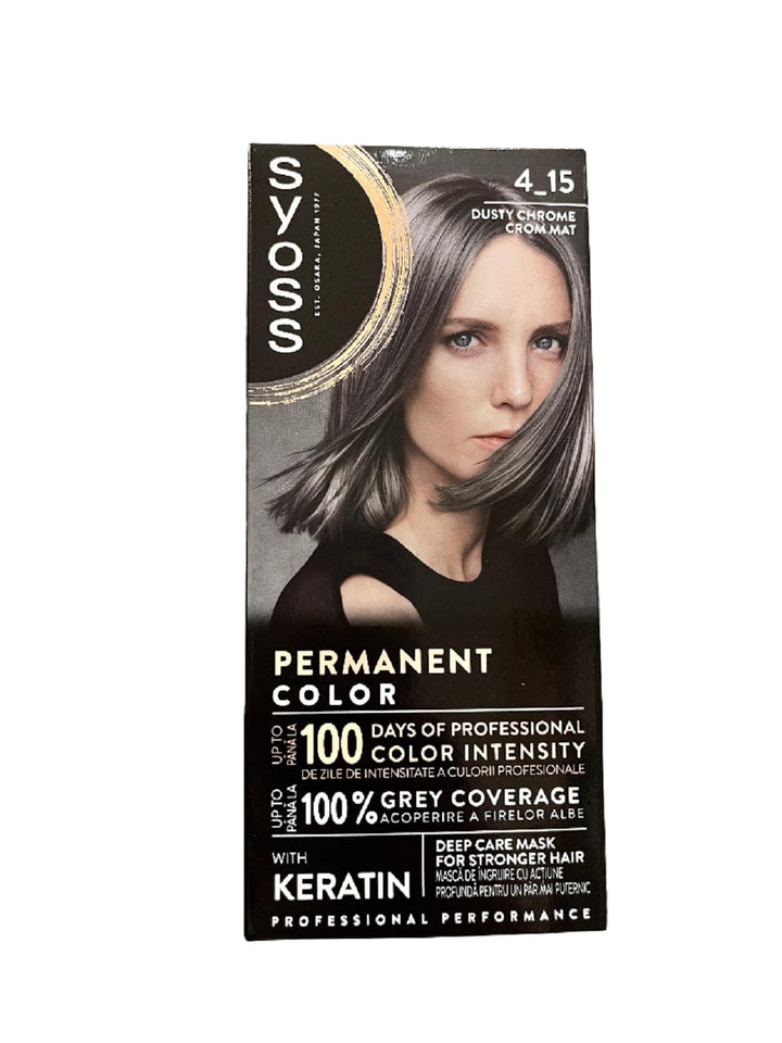 SYOSS Coloration, Haarfarbe Stufe 3 4_15 DUSTY CHROM, intensiver metallischer Glanz, 3er Pack (3 x 1