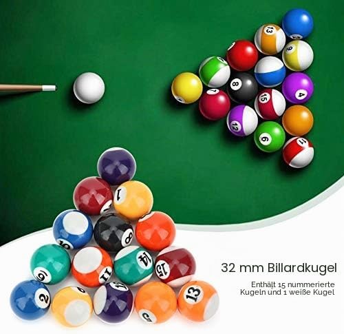 GOTOTOP Mini Pool Ball Billard Set, 16PCS 32MM Harz Kinder Pool Billardkugel Billardtisch Enthält 15