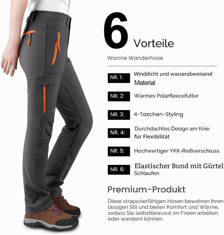 KUTOOK Damen Wanderhose Hp311 L Kurz Grau, L Kurz Grau