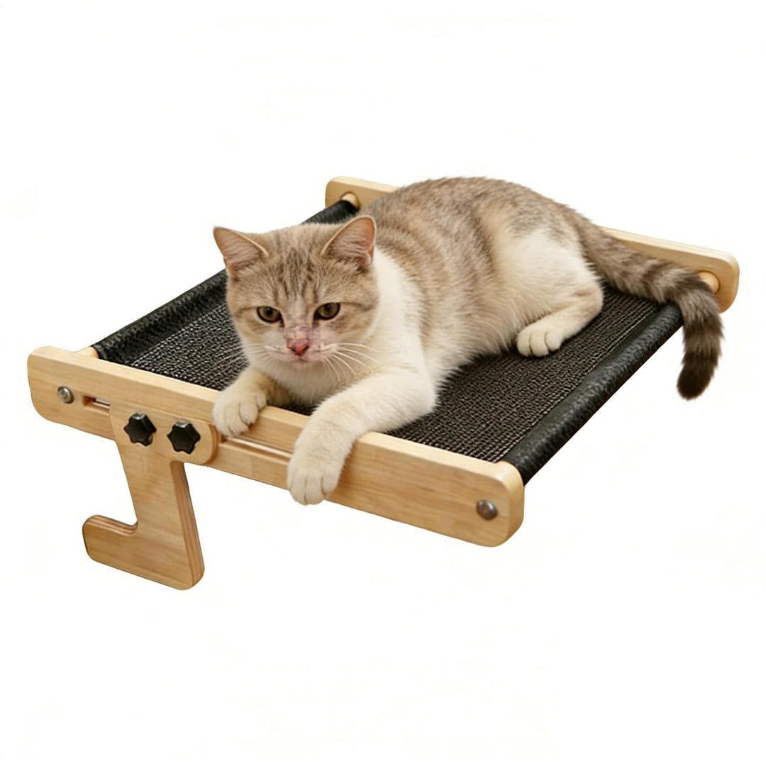Katzenbett Hängematte - Holz Katzenmöbel Hängematte Indoor - Fensterbank-Bett mit Hängefunktion - Fü