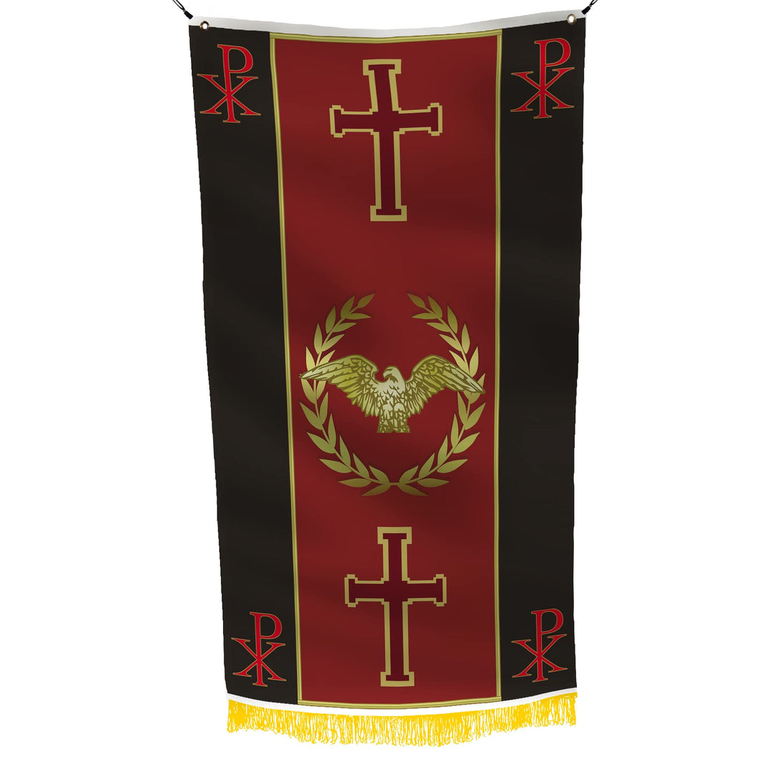 Römisches Imperium-Flaggen-Banner, 9 x 152 cm, lebendige Farben, doppelt genähte Messingösen (christ