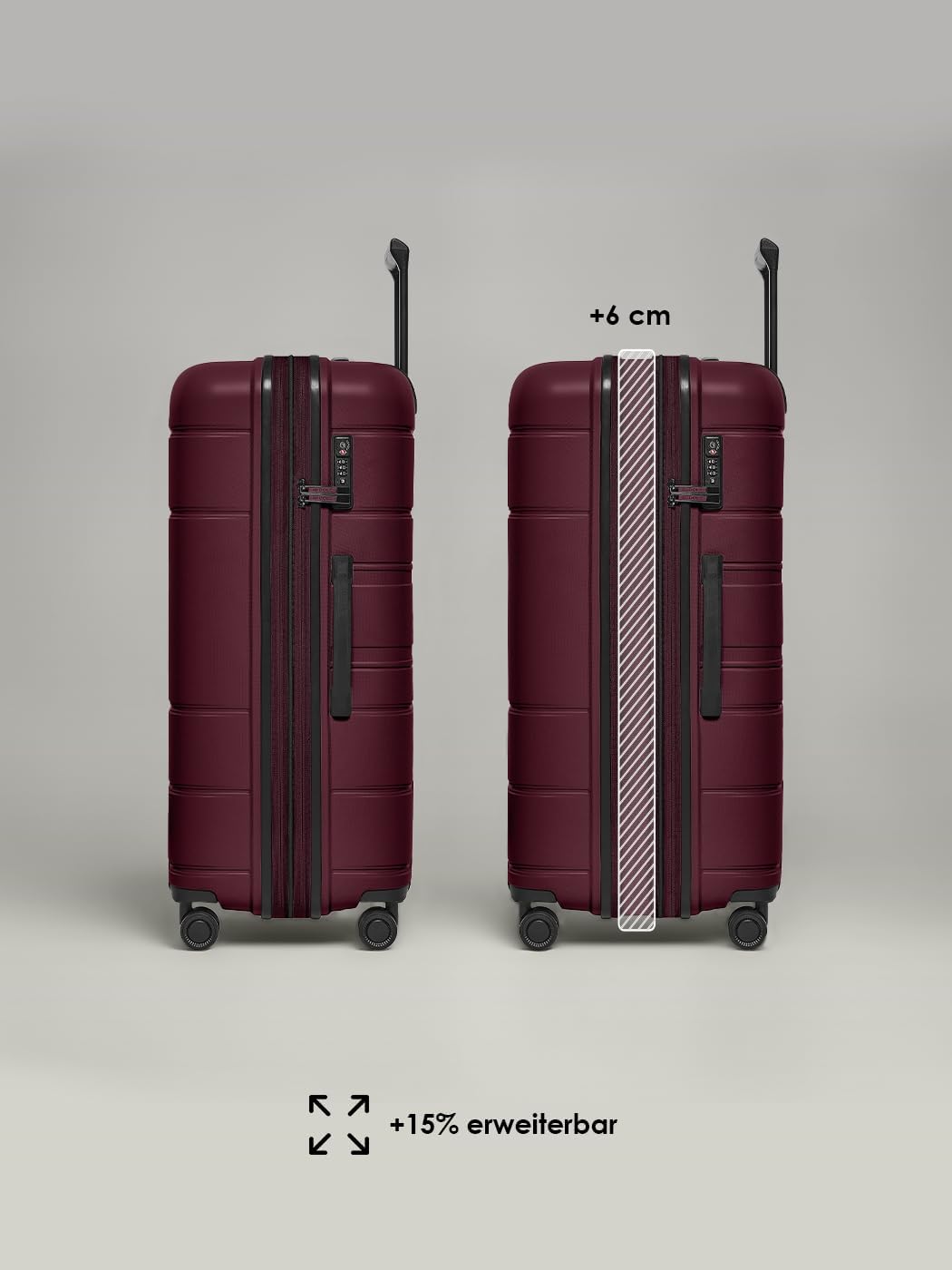 REDOLZ Hartschalen Check-in Koffer | Grosser XL Trolley 51 x 32 x 76 cm mit Dehnfalte aus hochwertig