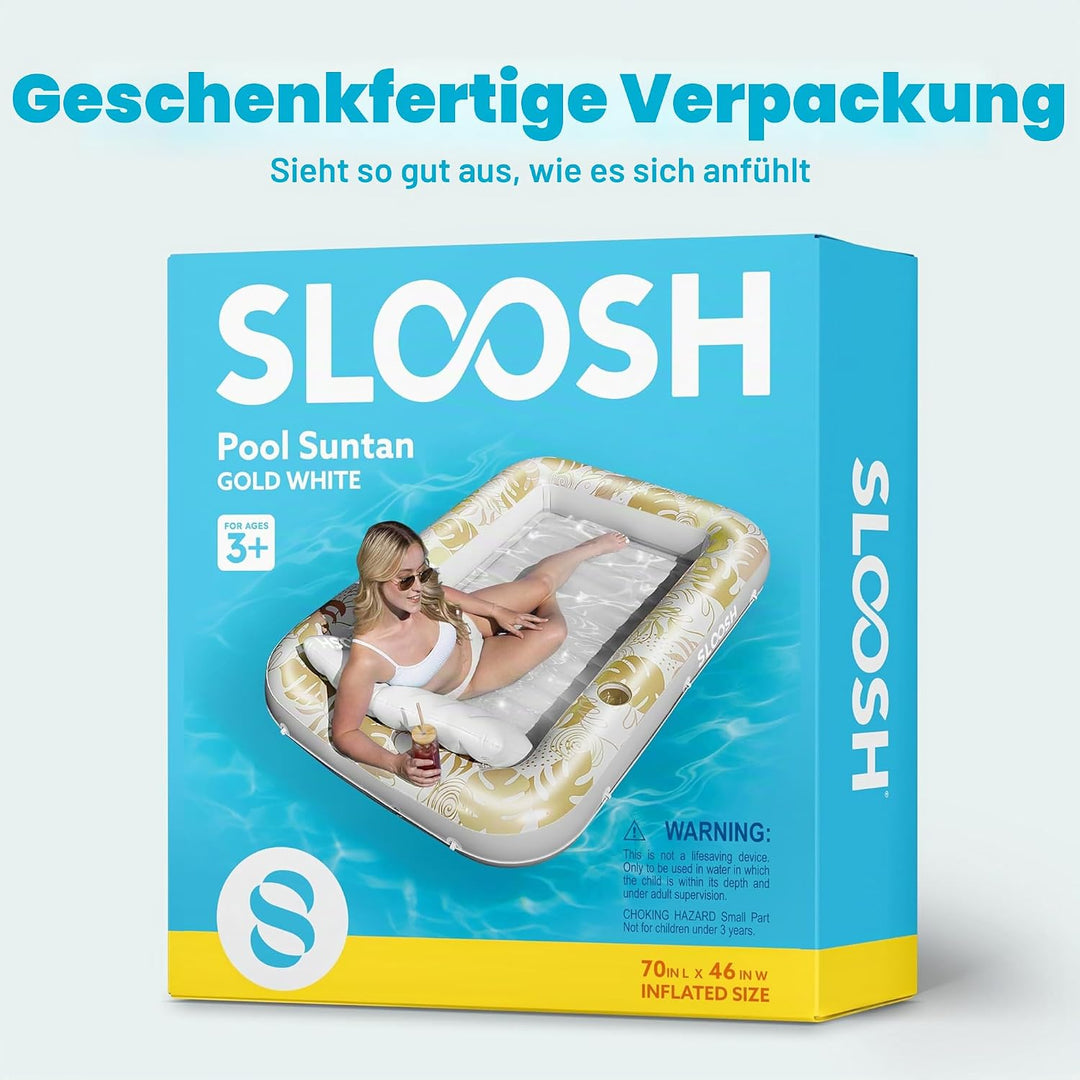 SLOOSH Aufblasbare Tanning Pool, 70" x 46"/ 85" x 57" Grosse aufblasbarer Luftmatratze für Erwachsen