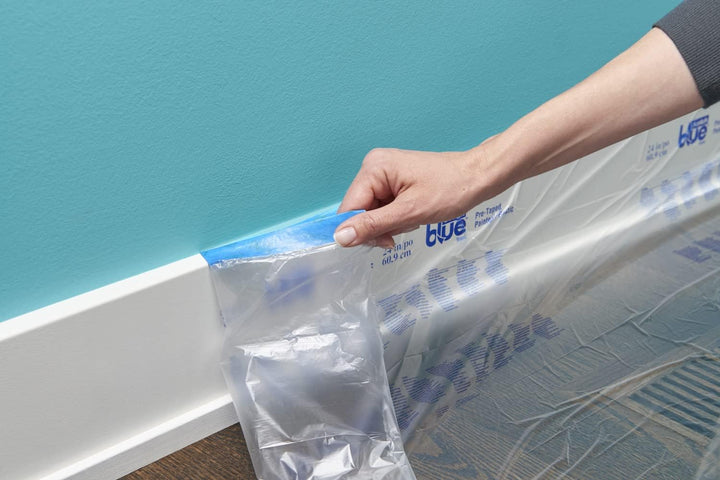 ScotchBlue Malerabdeckfolie Nachfüllrolle mit Klebeband – 1 Rolle, 2,72m x 17m (46,2m²) – Für sauber