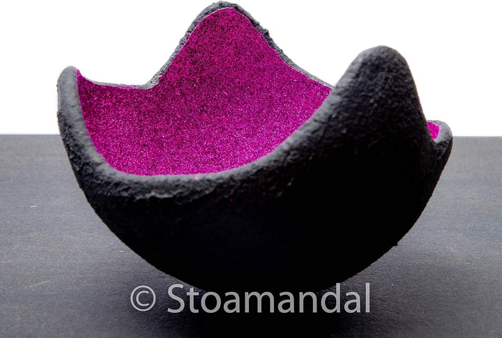 Lichtschale - Glitter - pink- S (15 cm) - Beton schwarz - grau - Unikat handmade - Geburtstagsgesche