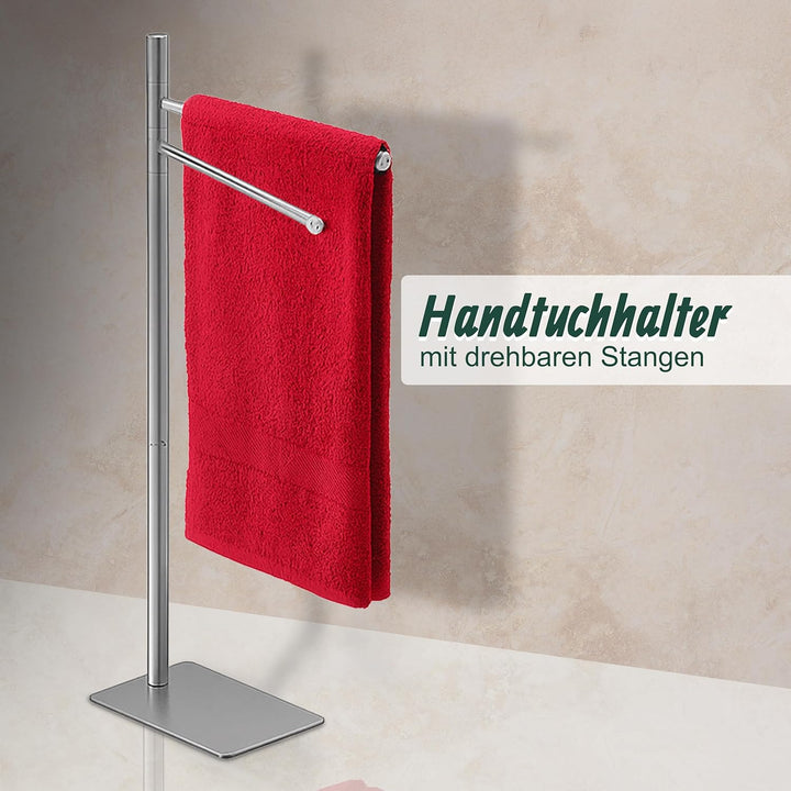 Relaxdays Handtuchständer, HxBxT: 78 x 33,5 x 14 cm, Edelstahl, 2 bewegliche Stangen, stehender Hand