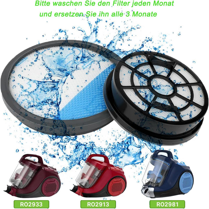 2 Stück HEPA Filter Set für Rowenta Swift Power Cyclonic RO29xx Staubsauger Filter RO2910EA RO2913EA