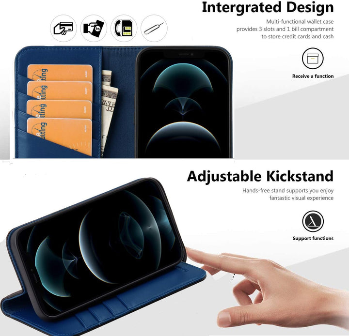 VISOUL iPhone 12 Pro Max Hülle,Handyhülle [Carbon Leder] [RFID Schutz] [Schützt vor Stoss] [Standfun