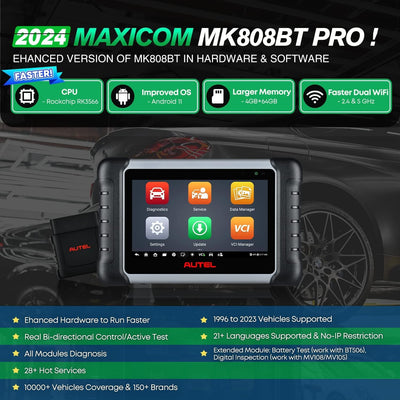 Autel MaxiCOM MK808BT PRO: Android 11, 2024, Aktualisiert von MK808BT/ MK808S/ MK808/ MaxiCheck MX80