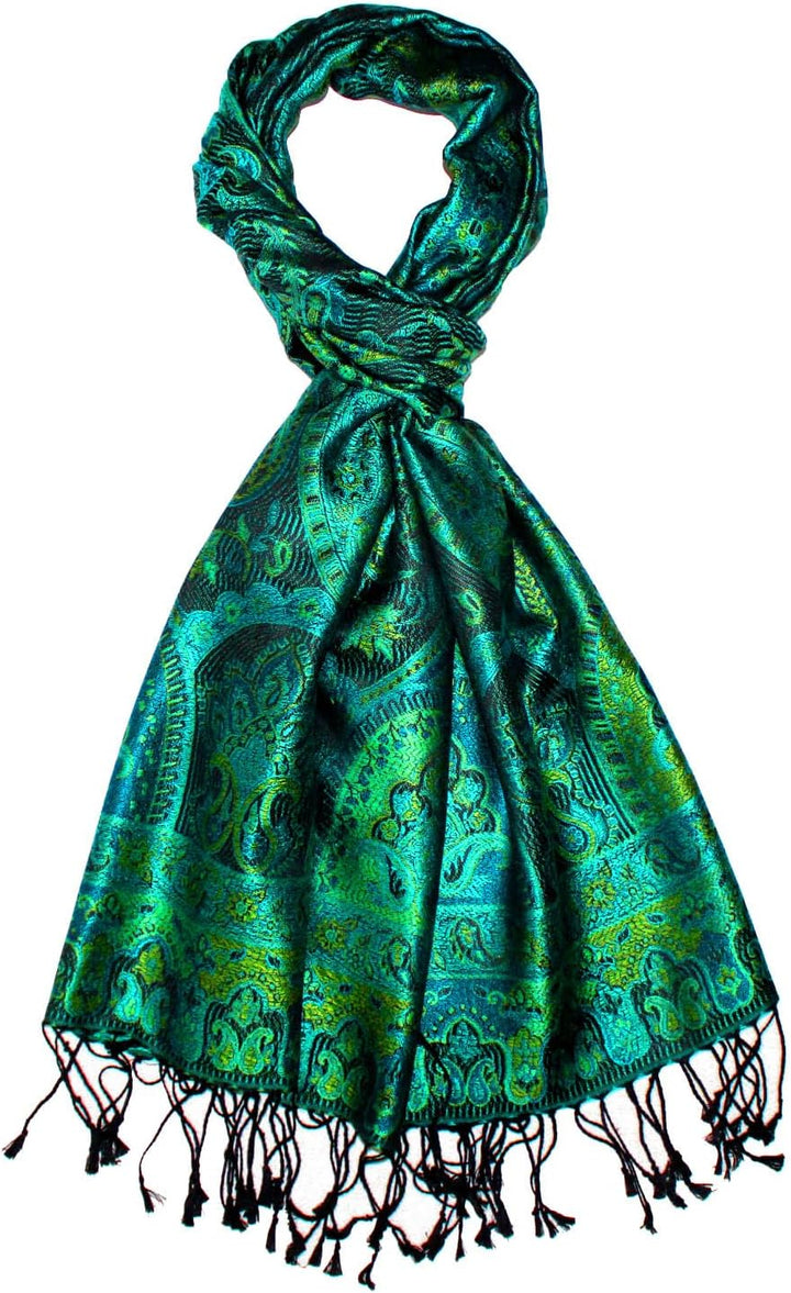Lorenzo Cana Pashmina Damenschal, jacquard gewebtes Schaltuch aus100% Seide Paisley Muster Seidensch