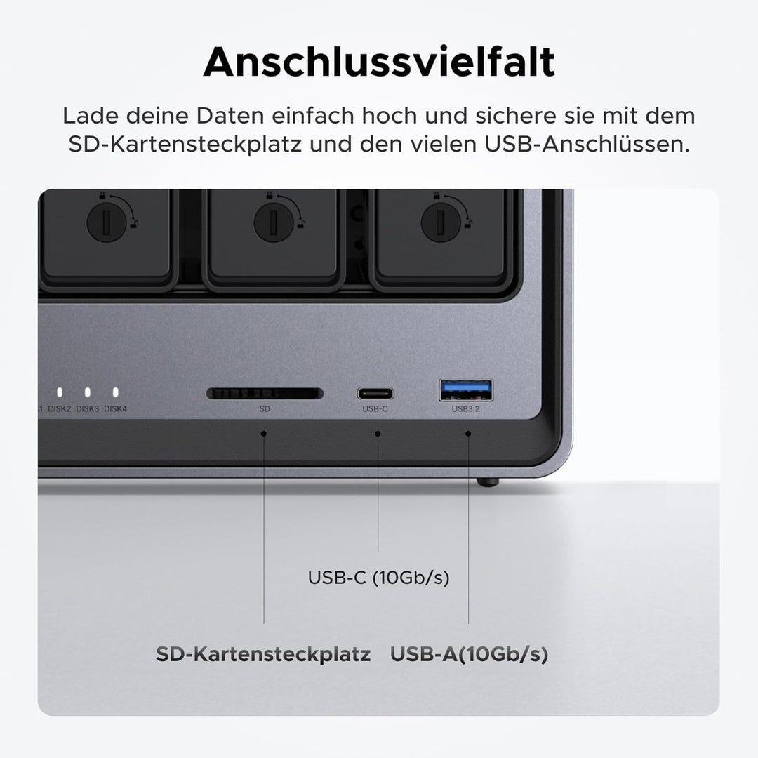 UGREEN NASync DXP4800 4-Bay Desktop NAS, Intel N100 Quad-Core CPU, 8GB DDR5 RAM, 32G eMMC, 2 * 2,5Gb