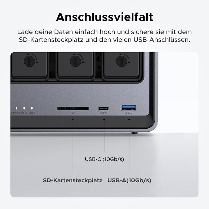UGREEN NASync DXP4800 4-Bay Desktop NAS, Intel N100 Quad-Core CPU, 8GB DDR5 RAM, 32G eMMC, 2 * 2,5Gb