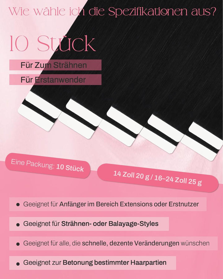 Moresoo Tape in Extensions Echthaar Schwarz Haarverlängerung Echthaar Tapes Klebeband Invisible Exte