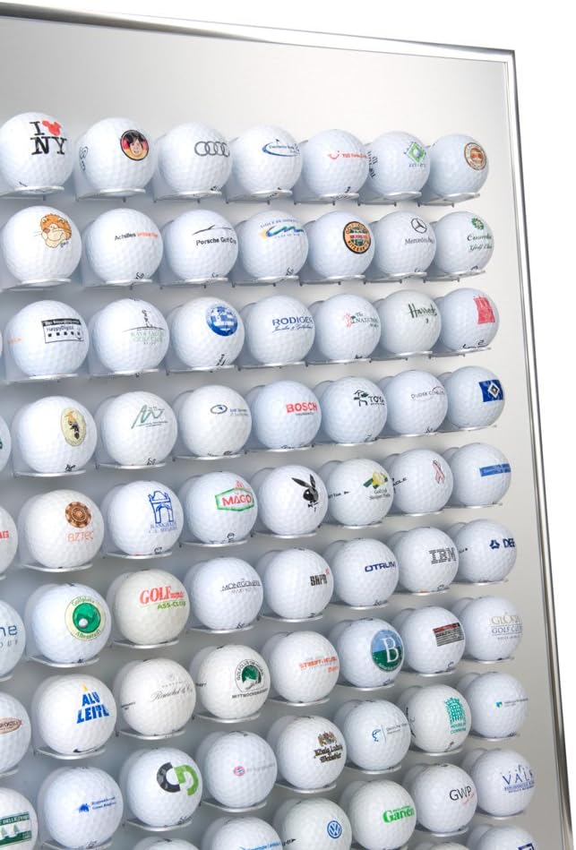 Knix Premium Golfball Setzkasten aus Aluminium für 80 Golfbälle - Schaukasten, Golf-Regal Vitrine Di