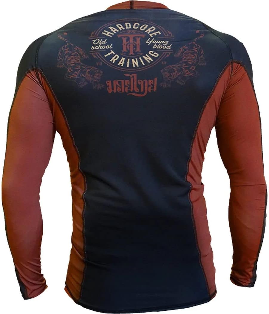 Hardcore Training Rash Guard Men's Kompressionshemd Herren Lange Ärmel Grappling Jiu Jitsu MMA Fitne