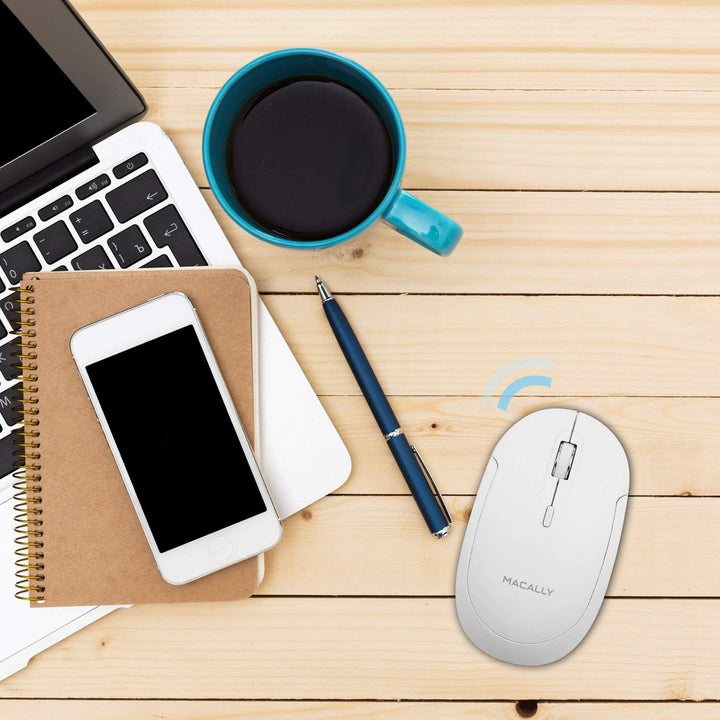 Macally BTDYNAMOUSE-W, optische Bluetooth Maus mit 3 Tasten und Scrollrad, drahtlose Mouse für Mac u