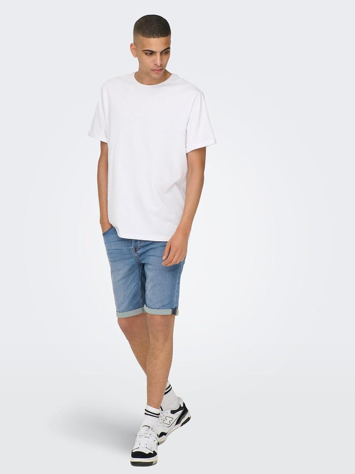 Herren O&amp;S Denim Capri Jeans Shorts 3/4 Bermuda Pants Sommer Hose Kurze Freizeit Trousers ONSPLY XS