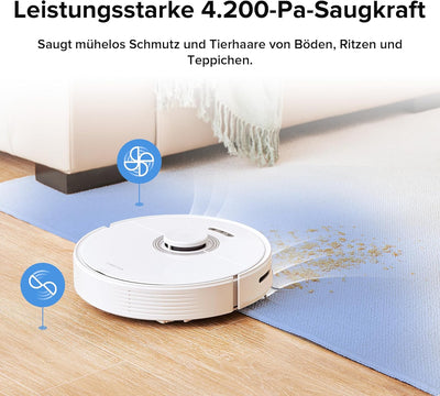 roborock Q7 Max Saugroboter mit Vollgummibürste, 4200Pa Saugkraft, Staubsauger Wischroboter PreciSen