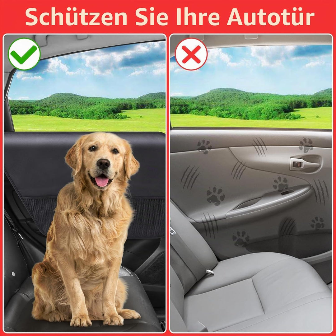 Autotürschutz für Hunde, wasserdicht, kratzfest, mit Netztaschen für Snacks und Spielzeug, Fahrzeugt