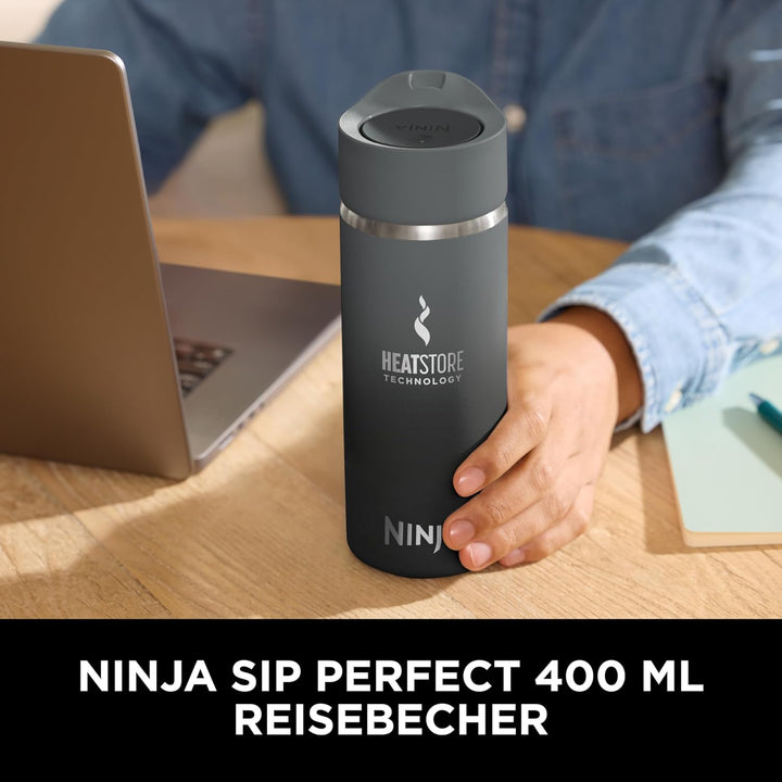 Ninja 400 ml Sip Perfect Trinkflasche für Heissgetränke, BPA-frei, spülmaschinenfest, Thermosflasche