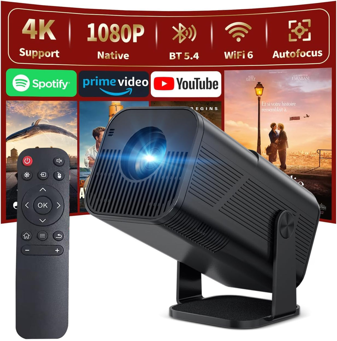 Mini Beamer mit Android 11, 720P HD Projektor, WLAN & Bluetooth, automatische Trapezkorrektur, tragb