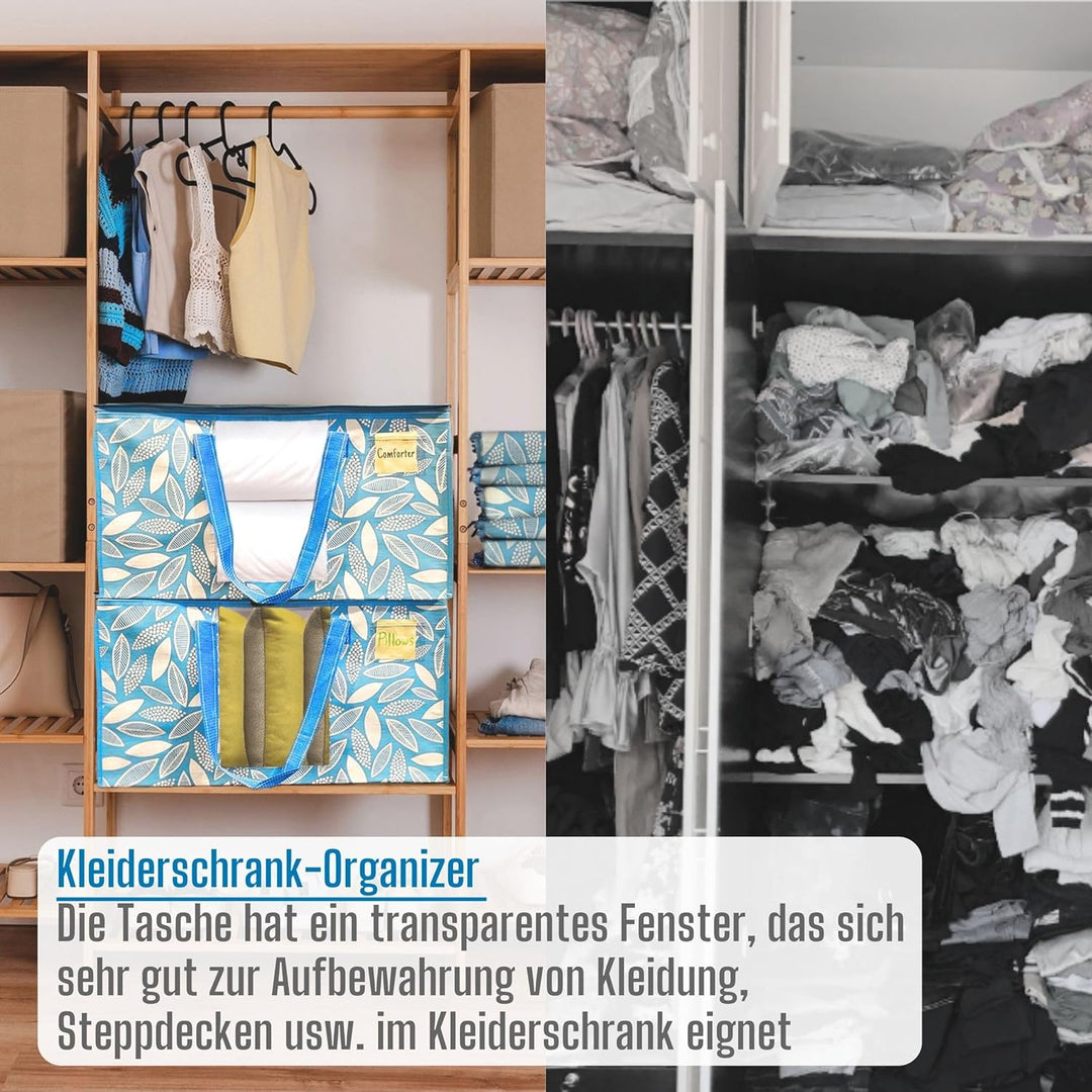 VENO Umzugstaschen 6 Stück Aufbewahrungstasche mit Griffe und Reissverschlüssen, Kleideraufbewahrung