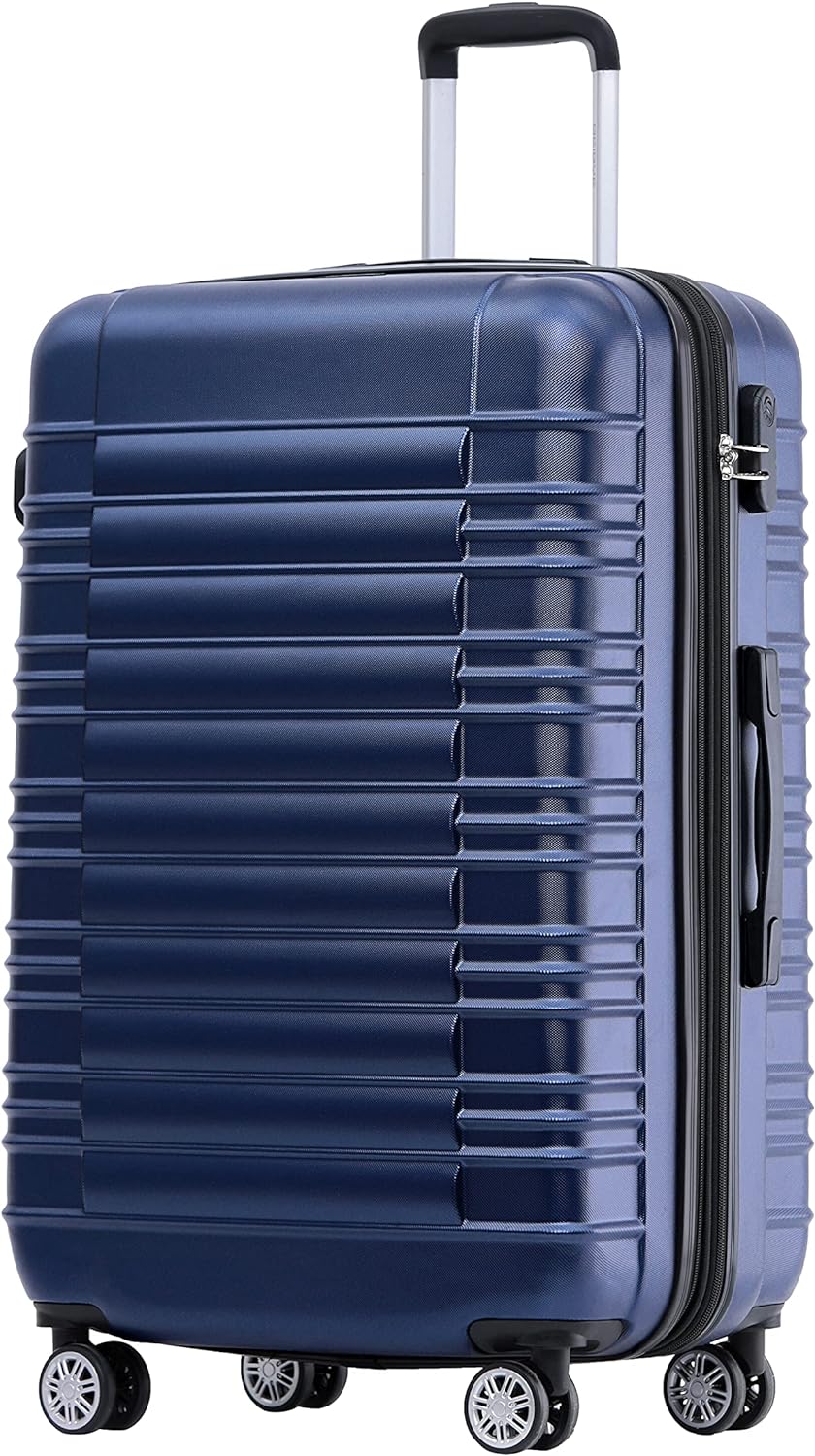 BEIBYE 2088 Zwillingsrollen Reisekoffer Koffer Trolleys Hartschale M-L-XL-Set (Dunkelblau, M) Dunkel