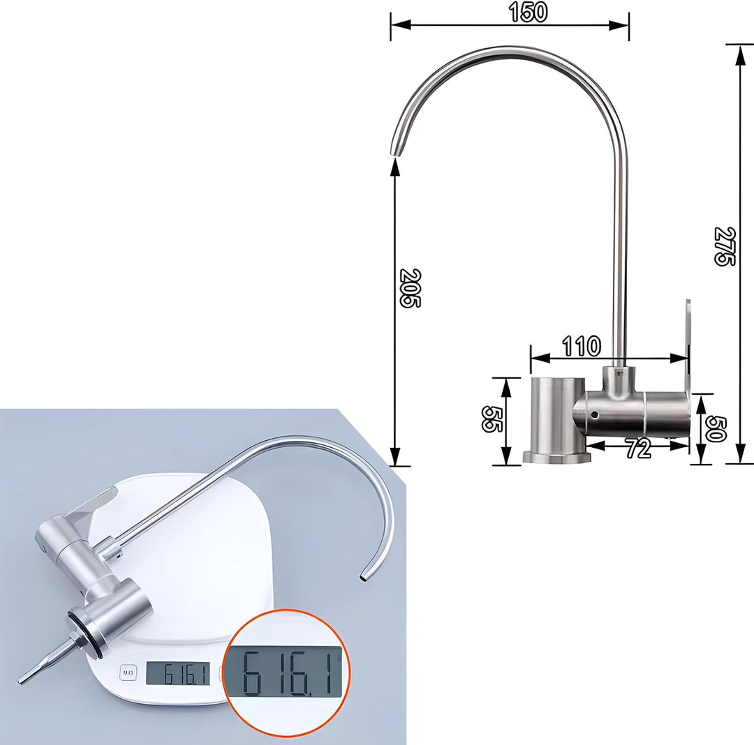 Klappbarer Osmoseanlage Wasserhahn Kaltwasserhahn Umkehrosmose Wasserhahn Gebürstetes Nickel, Gebürs