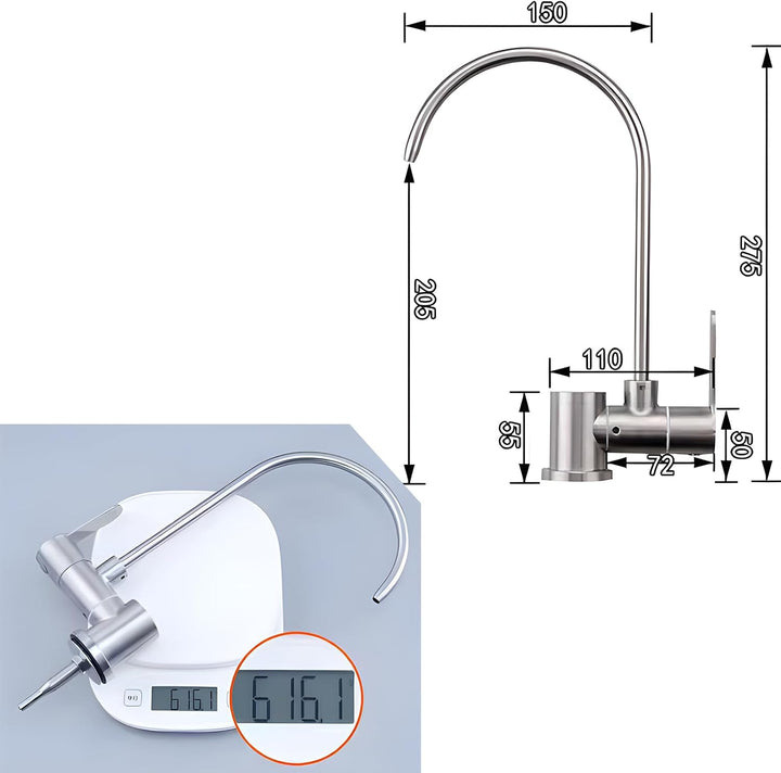 Klappbarer Osmoseanlage Wasserhahn Kaltwasserhahn Umkehrosmose Wasserhahn Gebürstetes Nickel, Gebürs