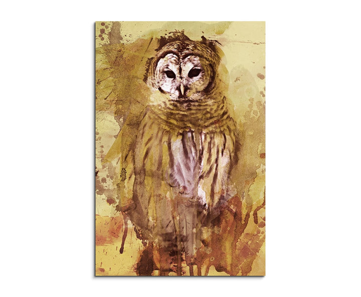 Paul Sinus Art Eule 90x60cm Wandbild Aquarell Kunstbild Malerei Leinwandbild Fotoleinwand
