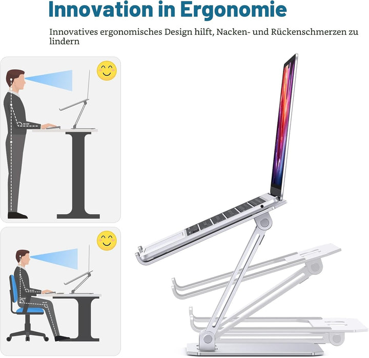 OMOTON Laptop Ständer Höhenverstellbar, Ergonomischer Aluminium Faltbarer Notebook Ständer, Laptop H