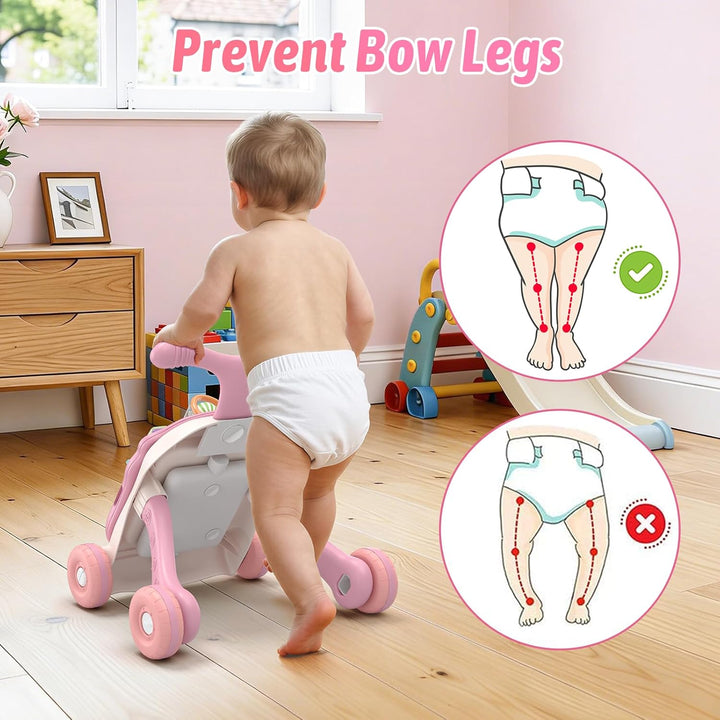 QDRAGON Lauflernhilfe, Baby Lauflernwagen mit Regulierbarer Geschwindigkeit Baby Walker Gehhilfe mit