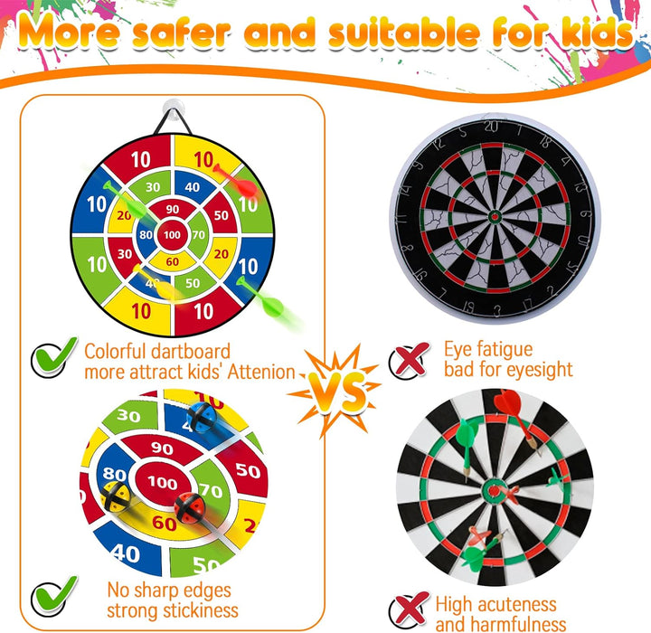 Dartscheibe für Kinder - 26 inches, Montessori Spielzeug Dinosaurier Thema Dart Board mit 12 Bällen