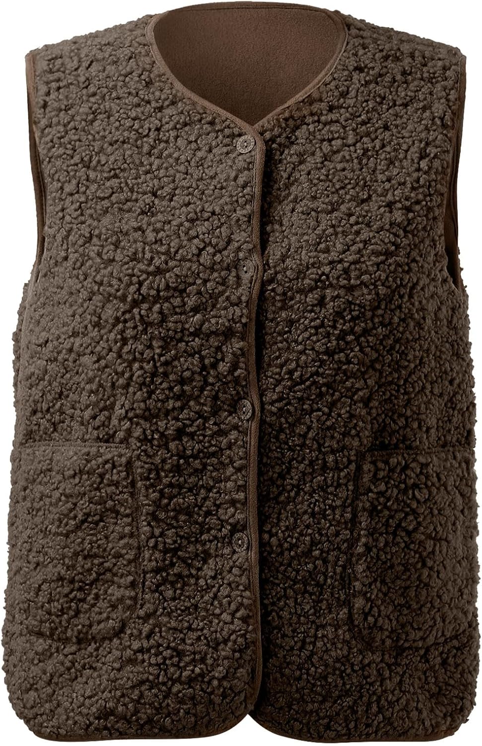 Damen-Weste, lässig, ärmellos, V-Ausschnitt, Plüsch, warm, lässig, niedlich, warm, lang, leichte Jac