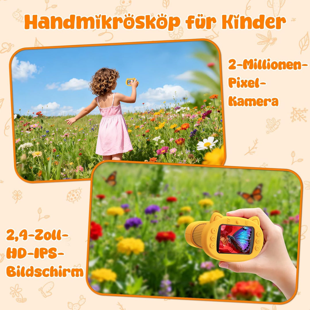 Mikroskop für Kinder, 1000X&2.4" HD Bildschirm Digitales Mikroskop für Kinder Spielzeug ab 3 4 5 6 7